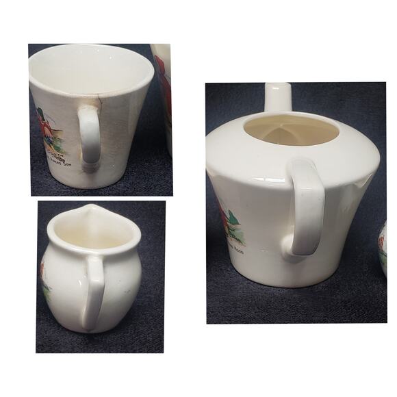 Vintage Sylvan Childs Nursery Rhyme Tea Set | Cup Tea Pot - Saucer Kids Play Set - Picture 5 of 16